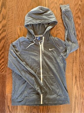 Nike Heather Gray Full-Zip Hoodie with White Trim
